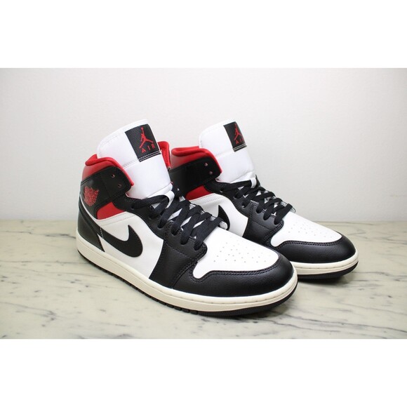 NIKE Air Jordan 1 Mid (Women's) – Black/Gym Red-Sail (US 12) NEW IN BOX - Picture 1 of 13